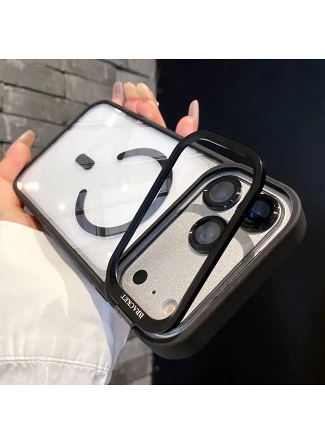 جراب شفاف مزود بحامل كاميرا مدمج قابل للتعديل لهاتف iPhone 17 Pro، جراب مغناطيسي شفاف مزود بعدسة كاميرا لهاتف iPhone 17 Pro - Image 1